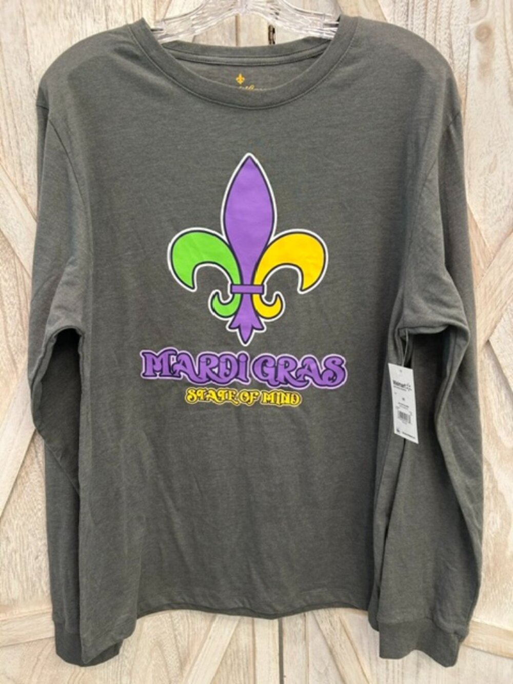 NWT Mardi Gras State of Mind Long Sleeve Shirt Mens Medium Fleur De Lis